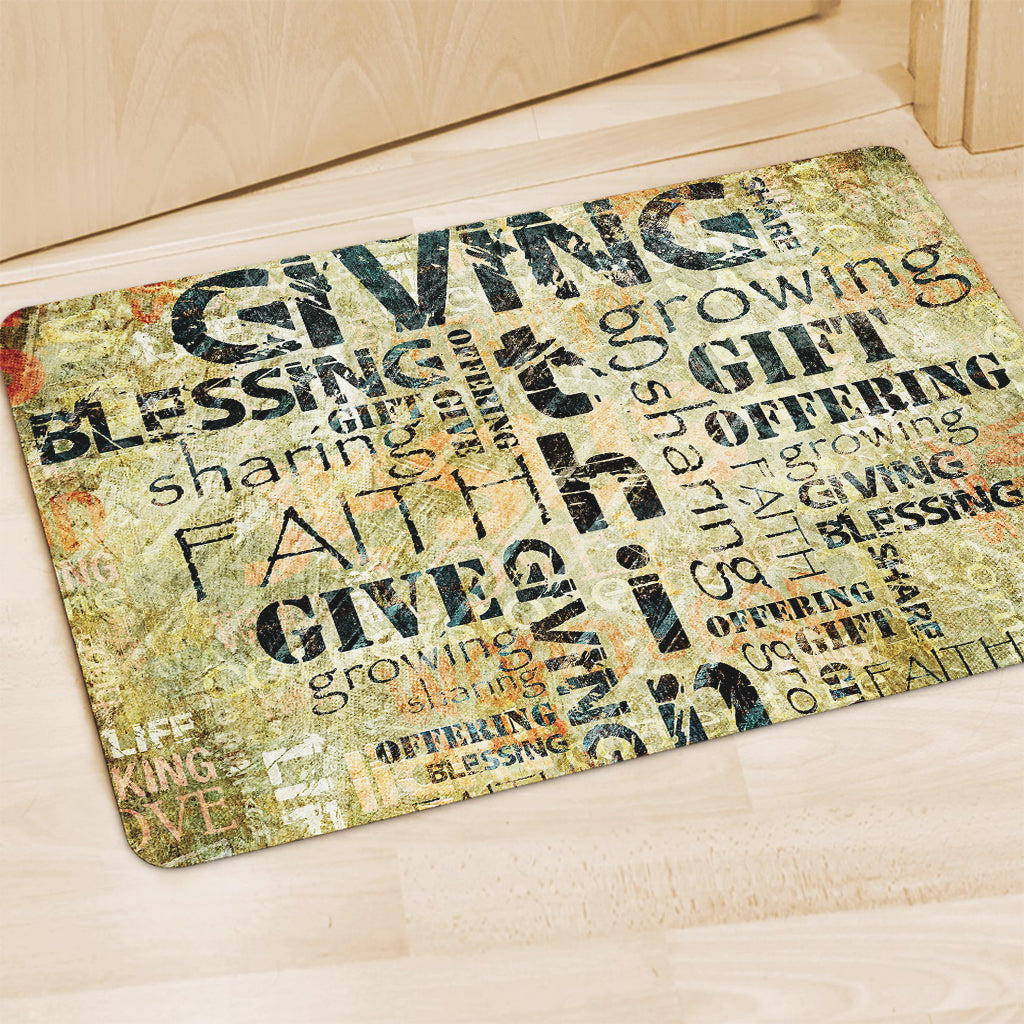 Giving And Tithing Religious Words Print Polyester Doormat