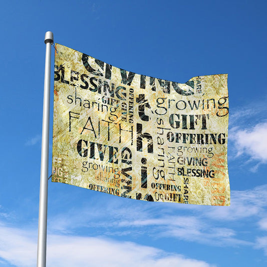 Giving And Tithing Religious Words Print Polyester Flag