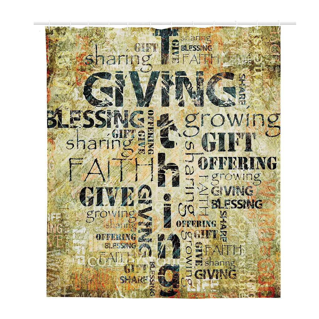 Giving And Tithing Religious Words Print Polyester Shower Curtain