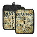 Giving And Tithing Religious Words Print Pot Holders With Pocket