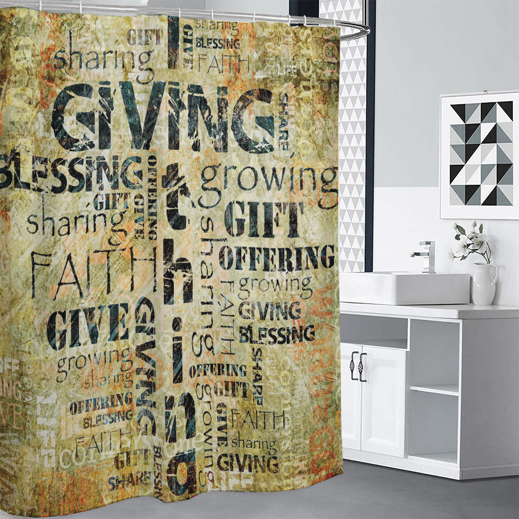 Giving And Tithing Religious Words Print Premium Shower Curtain