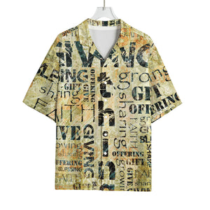 Giving And Tithing Religious Words Print Rayon Hawaiian Shirt