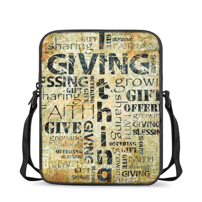 Giving And Tithing Religious Words Print Rectangular Crossbody Bag