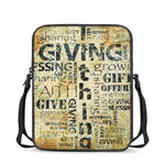 Giving And Tithing Religious Words Print Rectangular Crossbody Bag