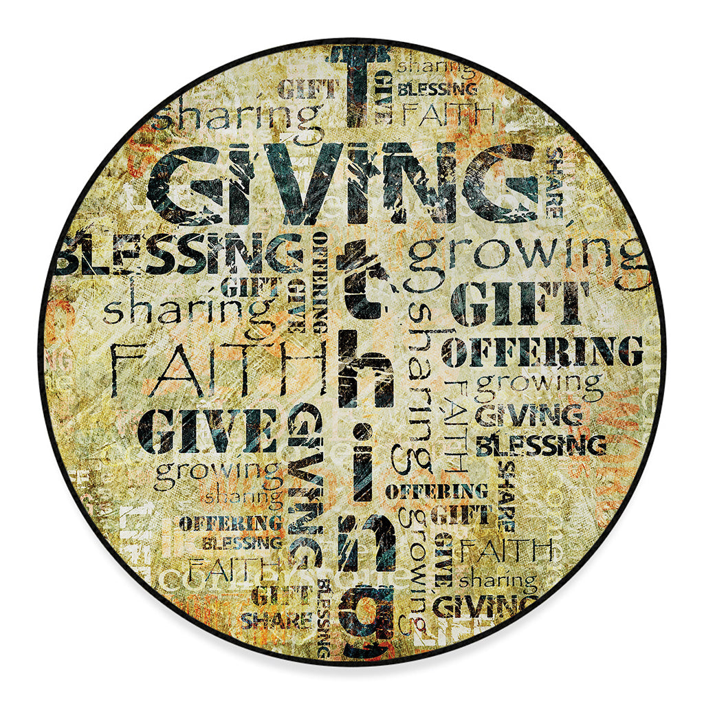 Giving And Tithing Religious Words Print Round Floor Mat