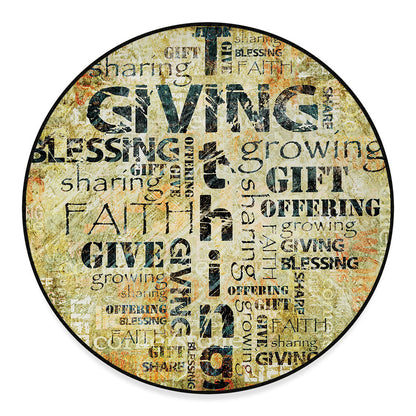 Giving And Tithing Religious Words Print Round Floor Mat