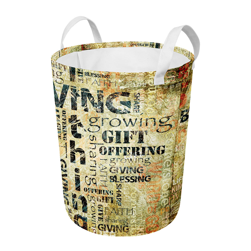 Giving And Tithing Religious Words Print Round Laundry Basket