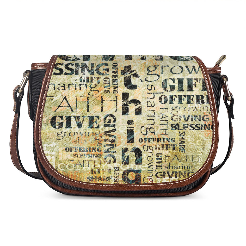 Giving And Tithing Religious Words Print Saddle Bag