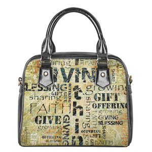 Giving And Tithing Religious Words Print Shoulder Handbag