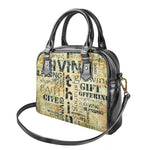 Giving And Tithing Religious Words Print Shoulder Handbag