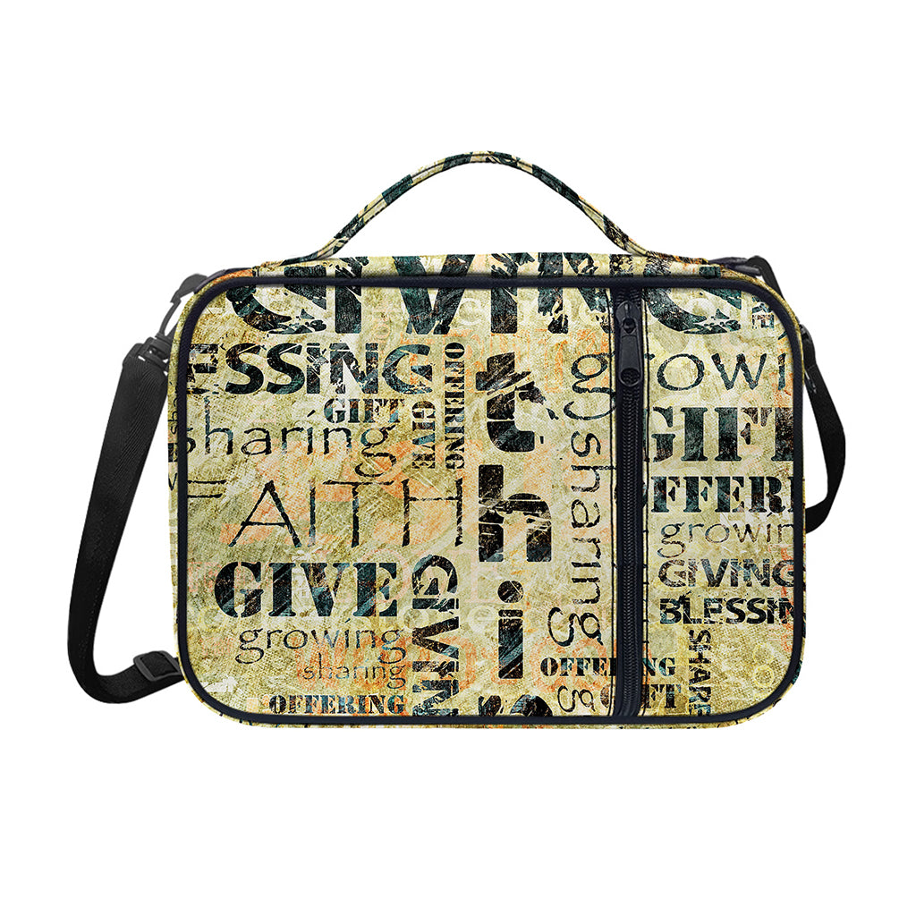 Giving And Tithing Religious Words Print Shoulder Strap Bible Bag