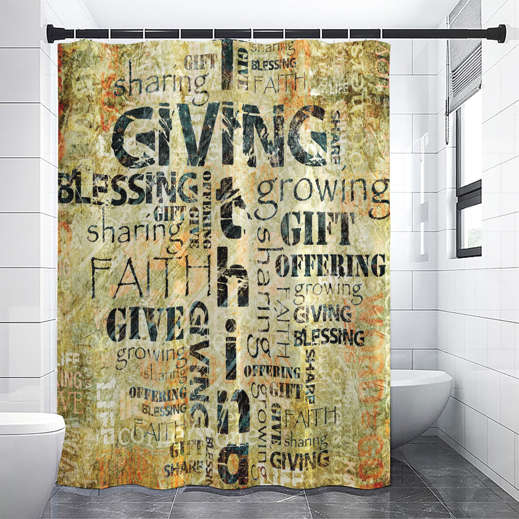 Giving And Tithing Religious Words Print Shower Curtain