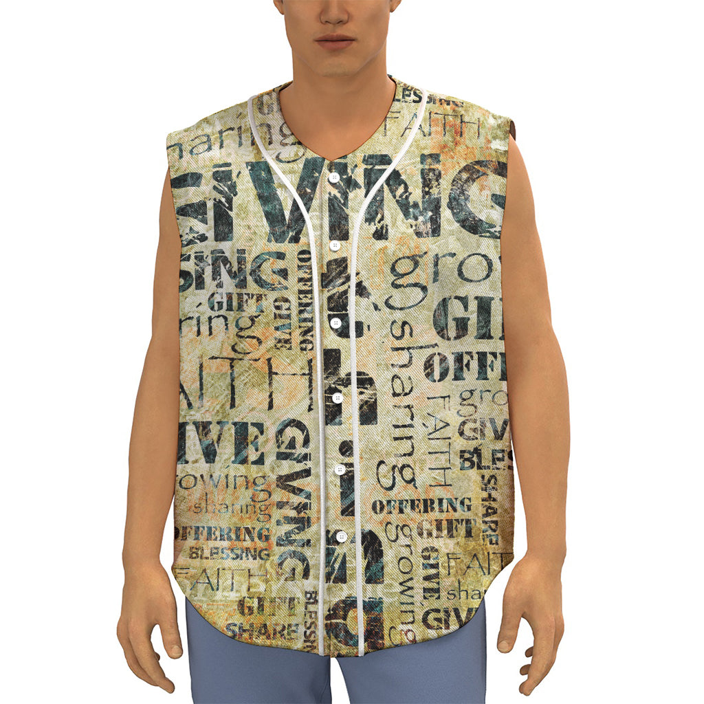 Giving And Tithing Religious Words Print Sleeveless Baseball Jersey