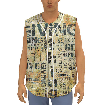 Giving And Tithing Religious Words Print Sleeveless Baseball Jersey
