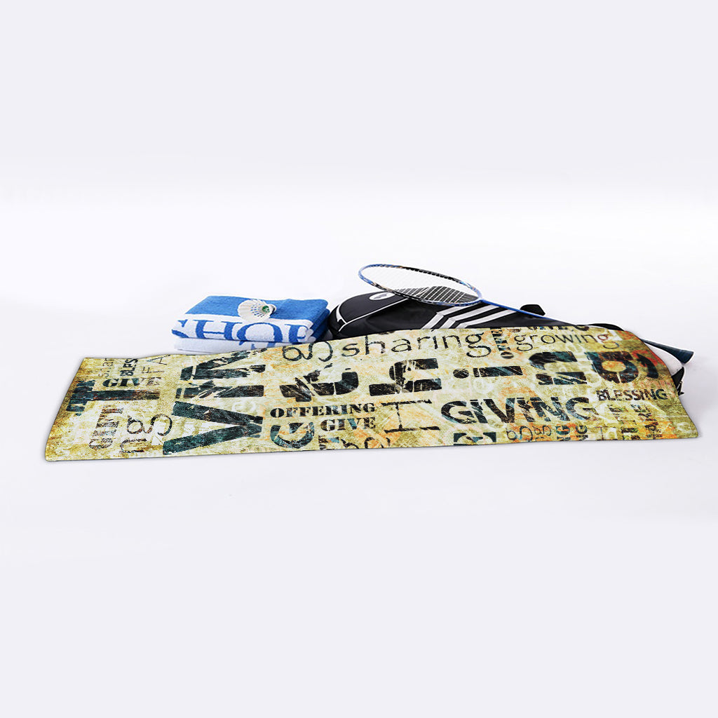 Giving And Tithing Religious Words Print Sports Towel