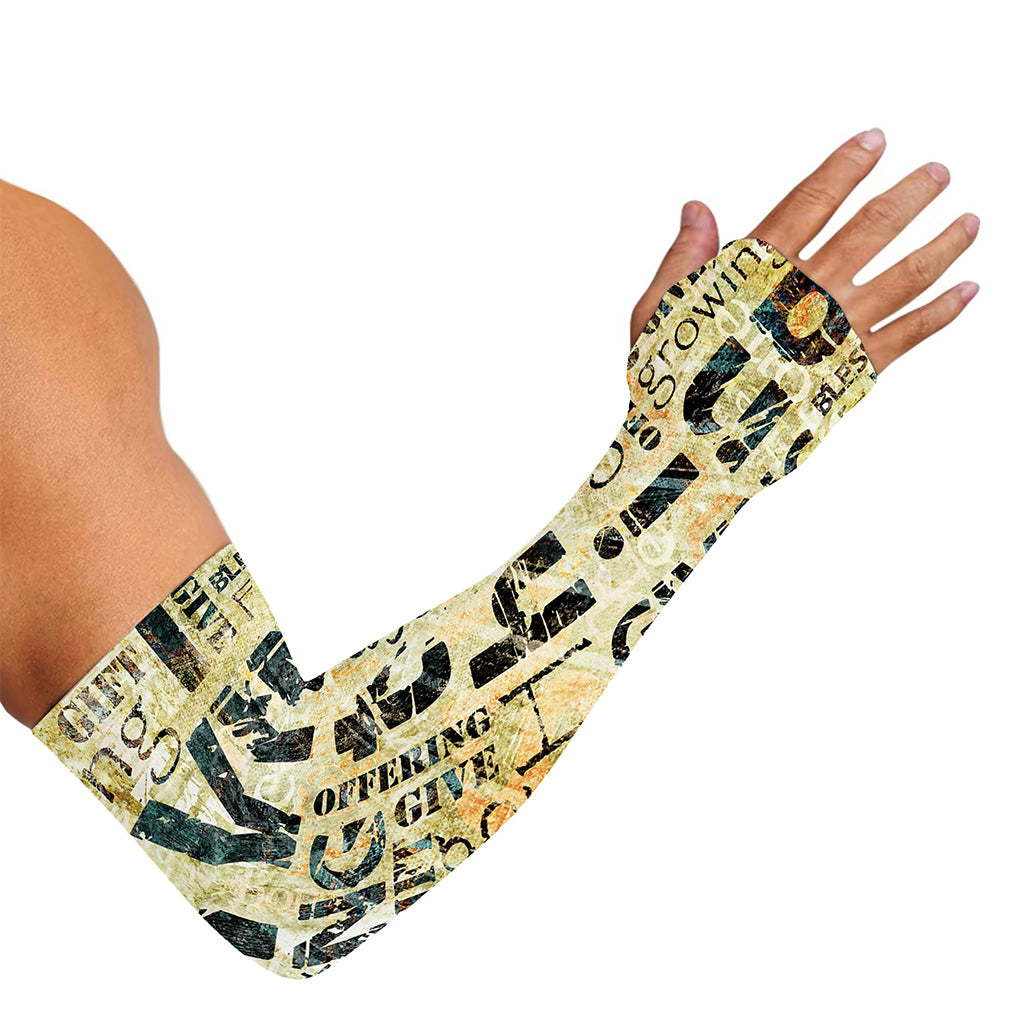 Giving And Tithing Religious Words Print Sun Protection Arm Sleeves