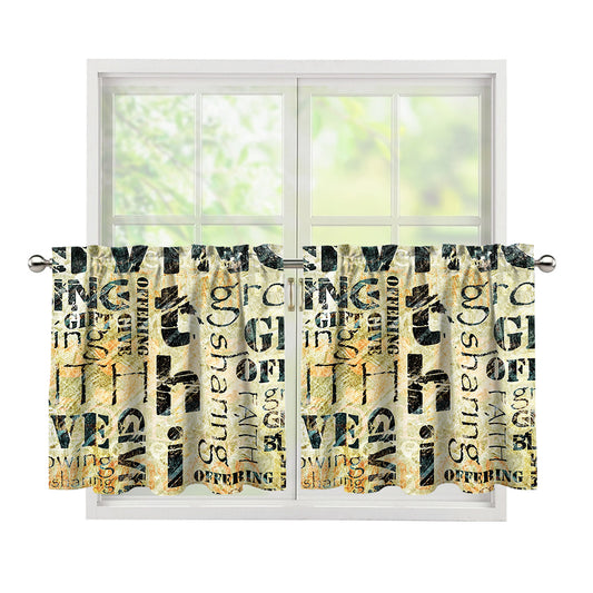 Giving And Tithing Religious Words Print Tier Curtains