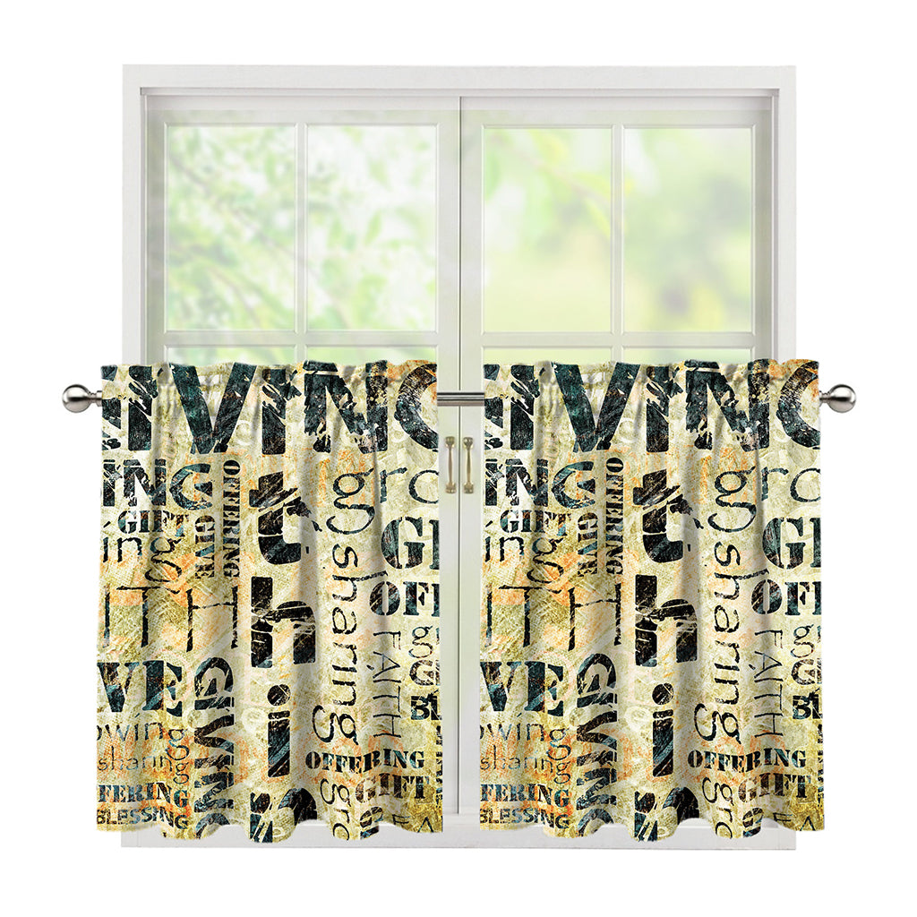 Giving And Tithing Religious Words Print Tier Curtains