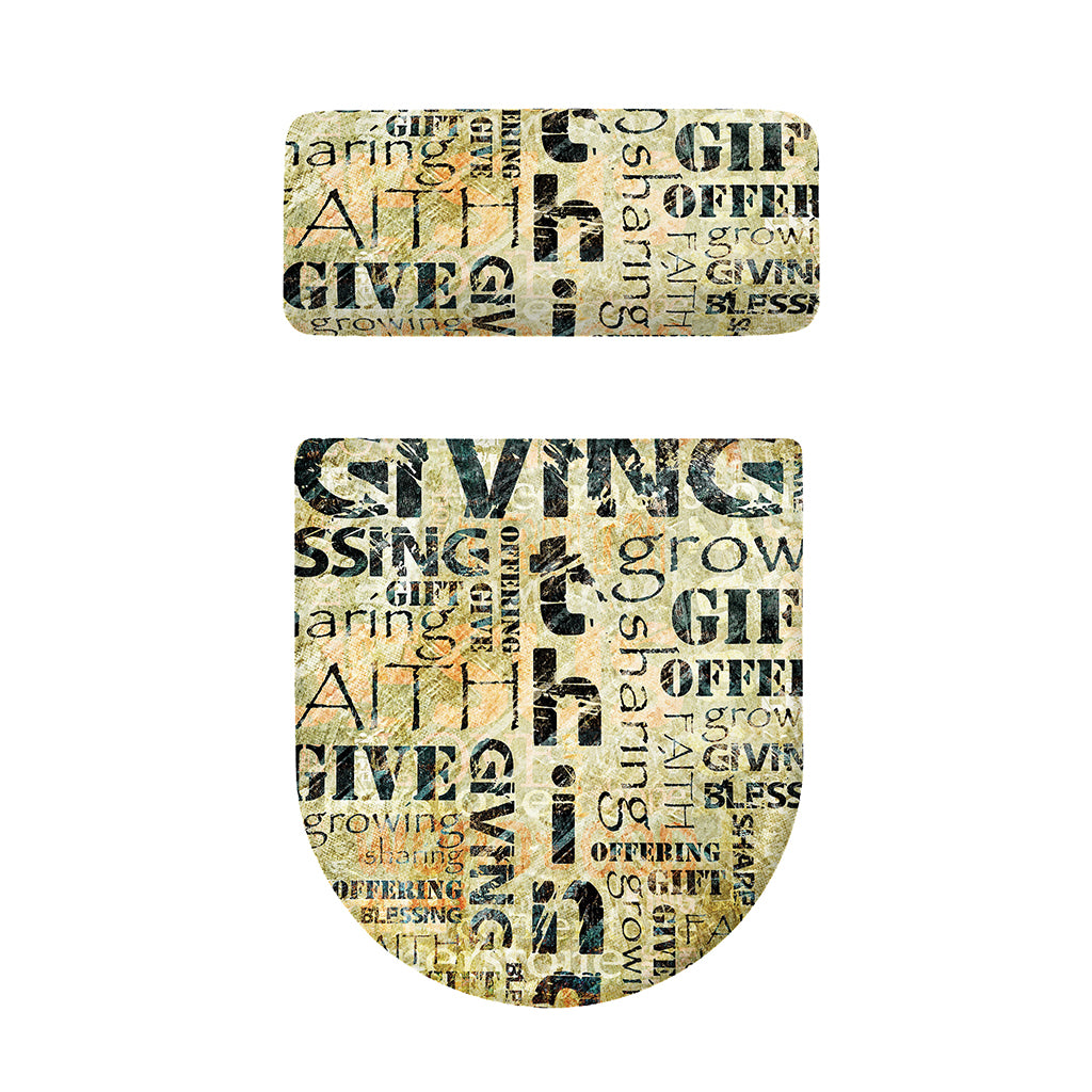 Giving And Tithing Religious Words Print Toilet Lid And Tank Cover Set