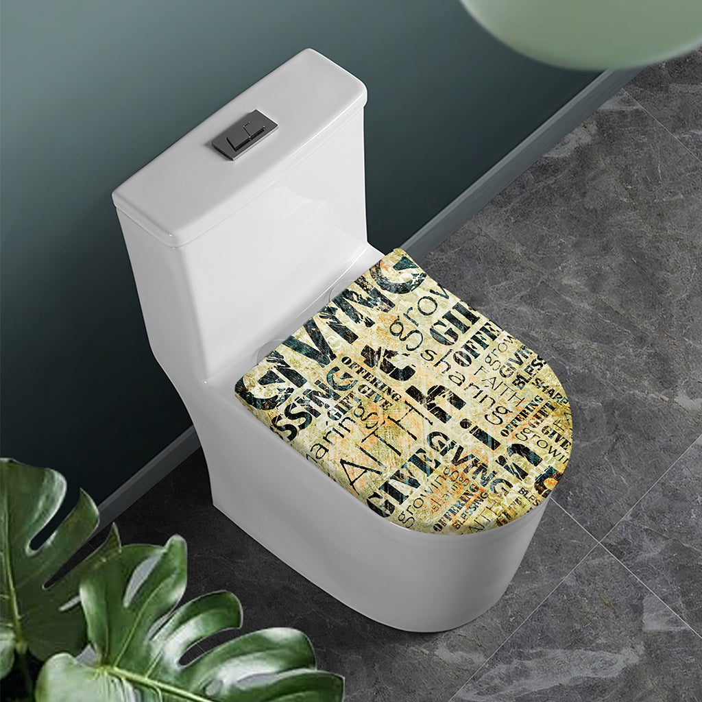 Giving And Tithing Religious Words Print Toilet Lid Cover