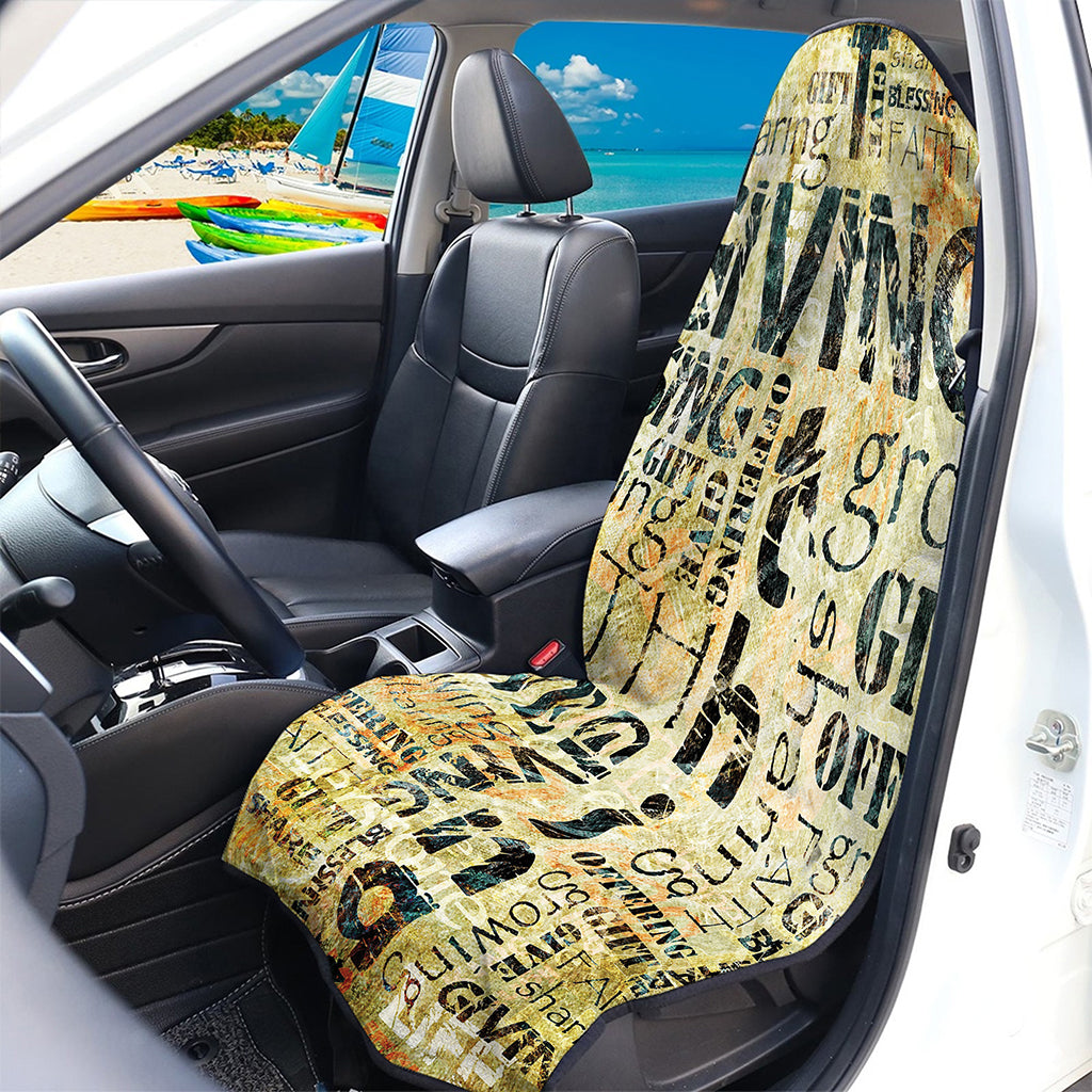 Giving And Tithing Religious Words Print Waterproof Car Seat Cover