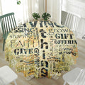 Giving And Tithing Religious Words Print Waterproof Round Tablecloth