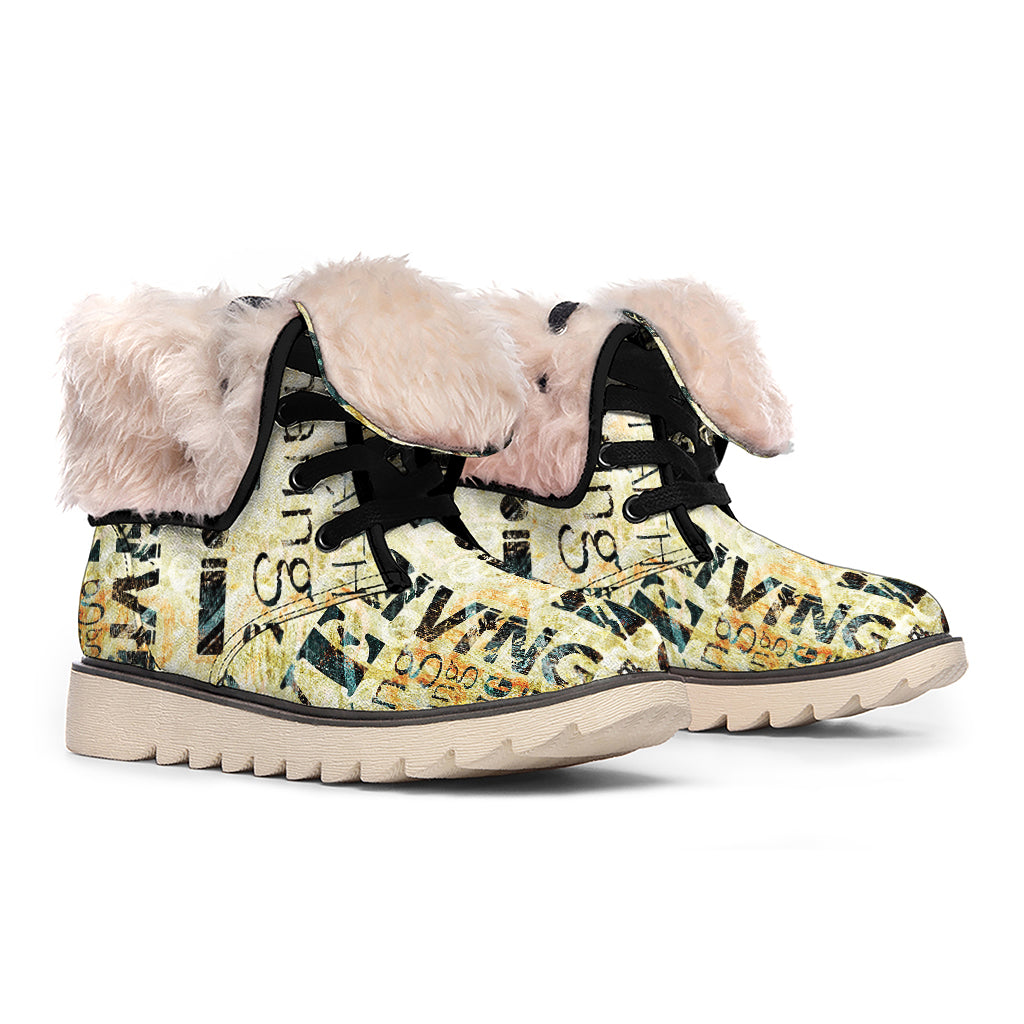Giving And Tithing Religious Words Print Winter Boots