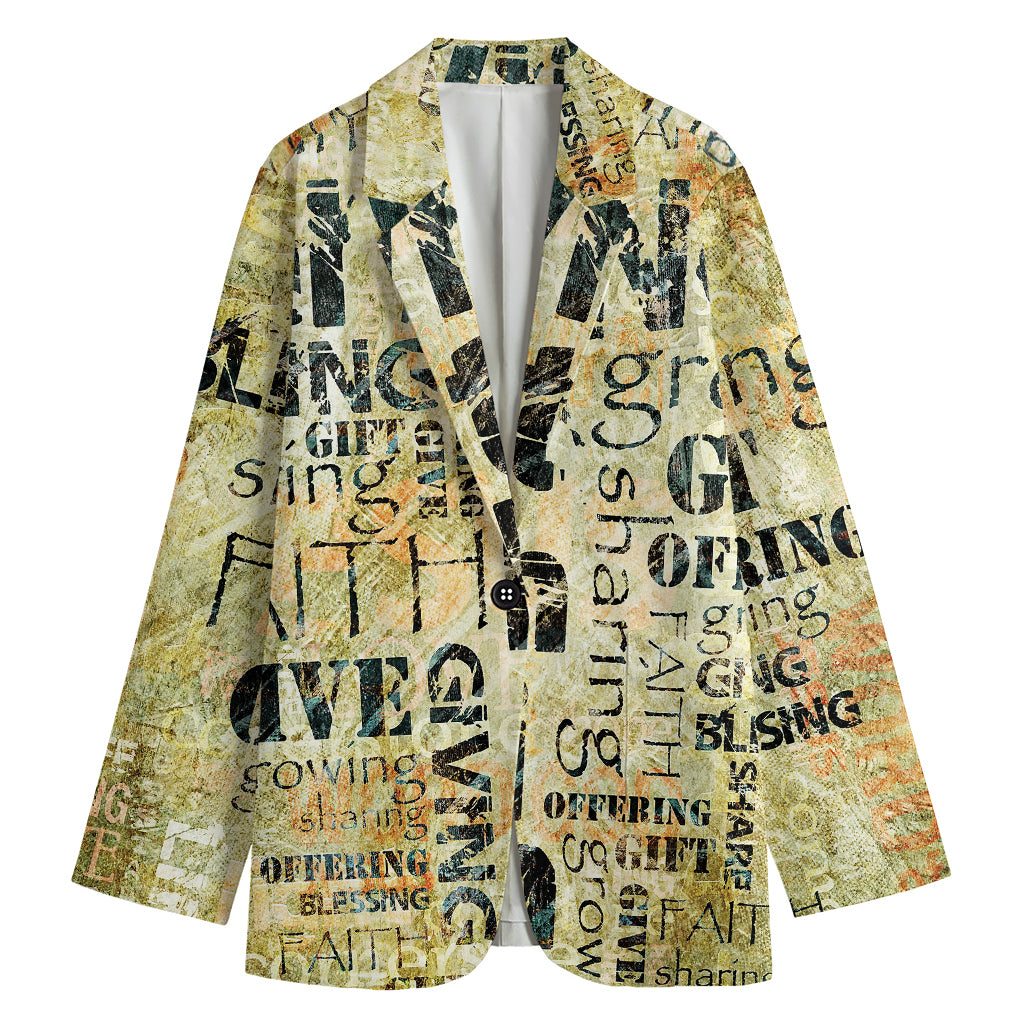 Giving And Tithing Religious Words Print Women's Blazer