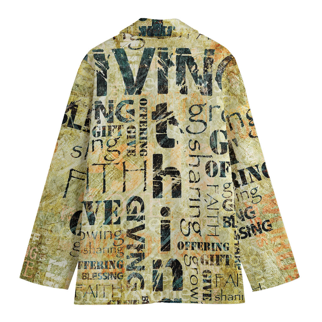 Giving And Tithing Religious Words Print Women's Blazer