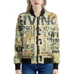 Giving And Tithing Religious Words Print Women's Bomber Jacket