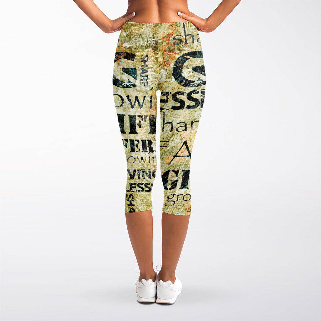 Giving And Tithing Religious Words Print Women's Capri Leggings
