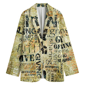 Giving And Tithing Religious Words Print Women's Cotton Blazer