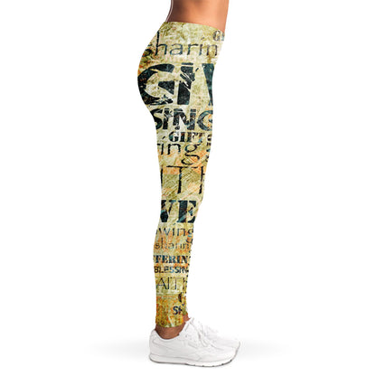 Giving And Tithing Religious Words Print Women's Leggings