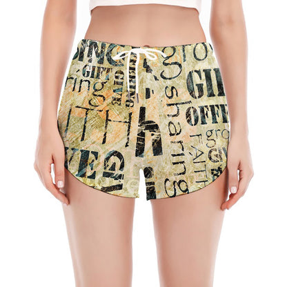 Giving And Tithing Religious Words Print Women's Split Running Shorts