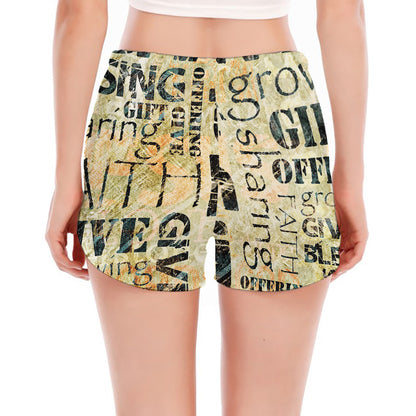 Giving And Tithing Religious Words Print Women's Split Running Shorts