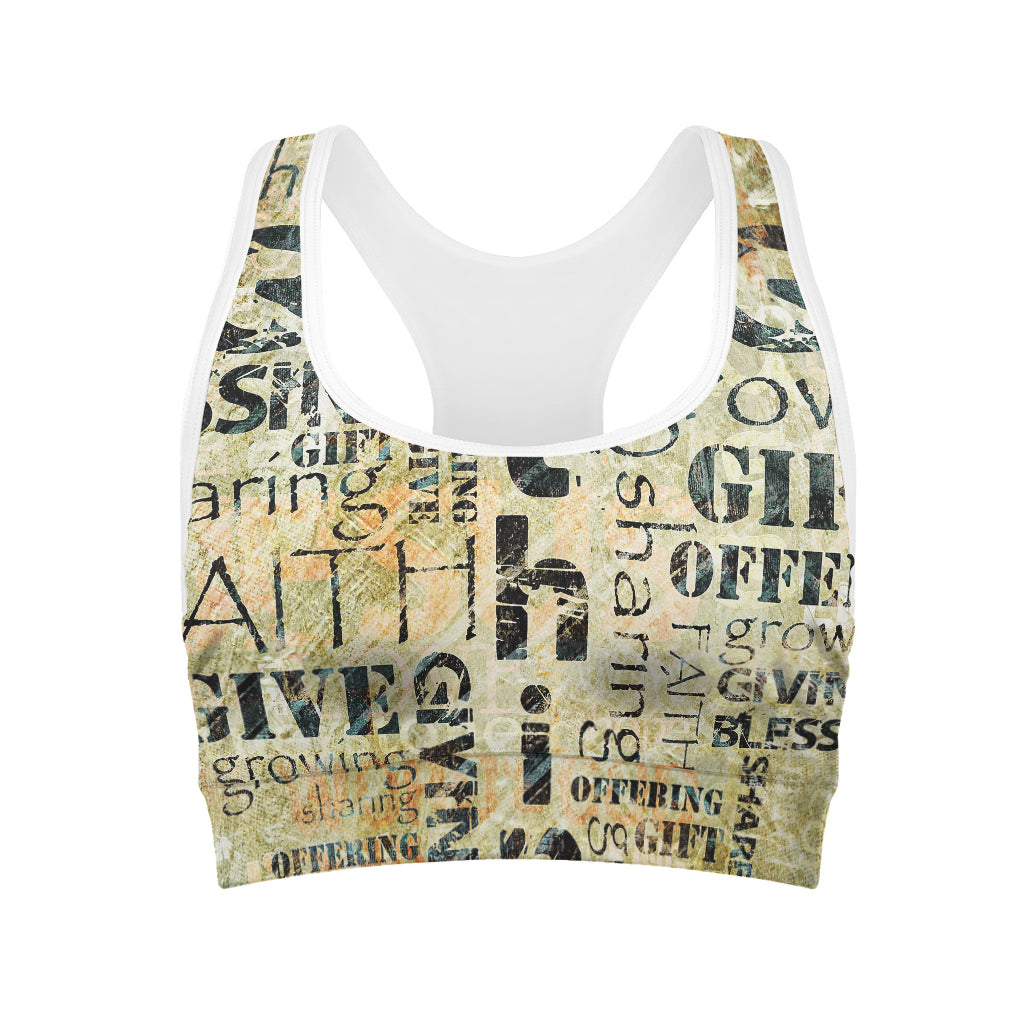 Giving And Tithing Religious Words Print Women's Sports Bra