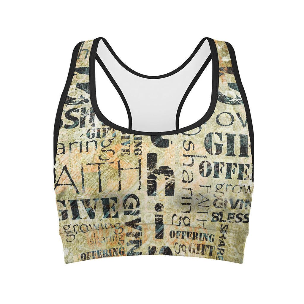 Giving And Tithing Religious Words Print Women's Sports Bra