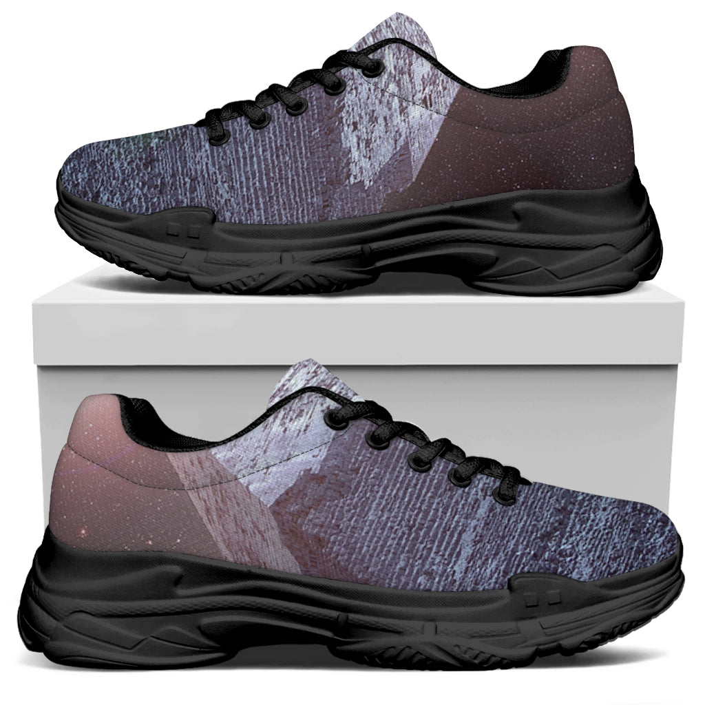 Giza Pyramid Print Black Chunky Shoes