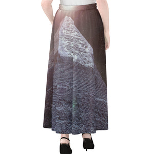 Giza Pyramid Print Chiffon Maxi Skirt