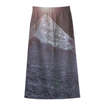 Giza Pyramid Print Cotton Front Slit Maxi Skirt