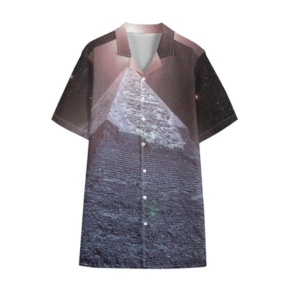 Giza Pyramid Print Cotton Hawaiian Shirt