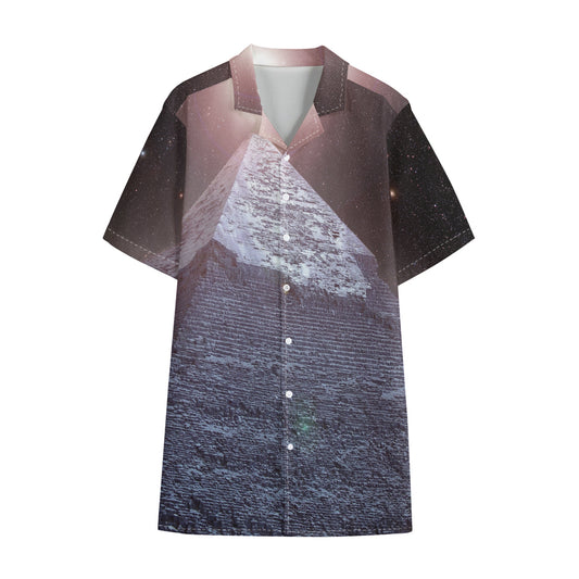 Giza Pyramid Print Cotton Hawaiian Shirt