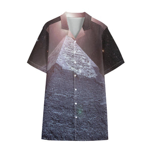 Giza Pyramid Print Cotton Hawaiian Shirt