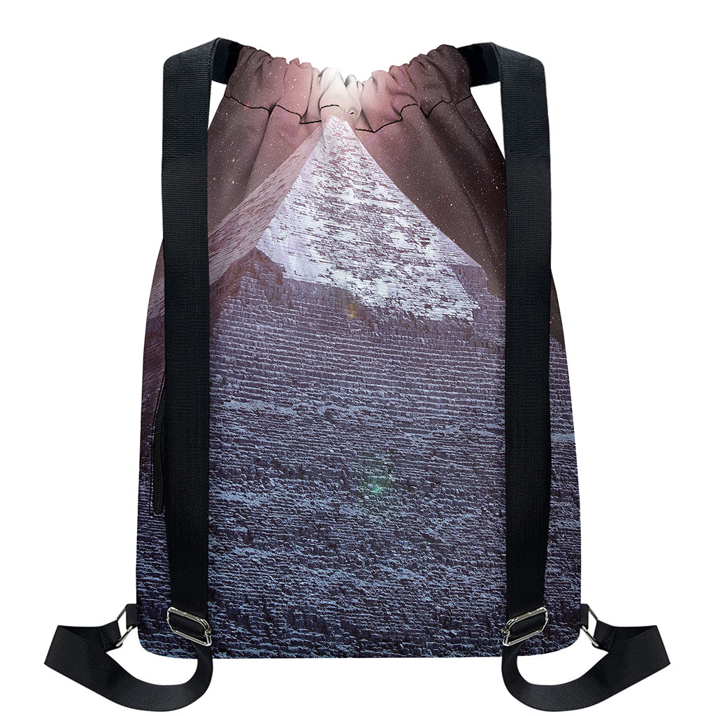 Giza Pyramid Print Drawstring Backpack