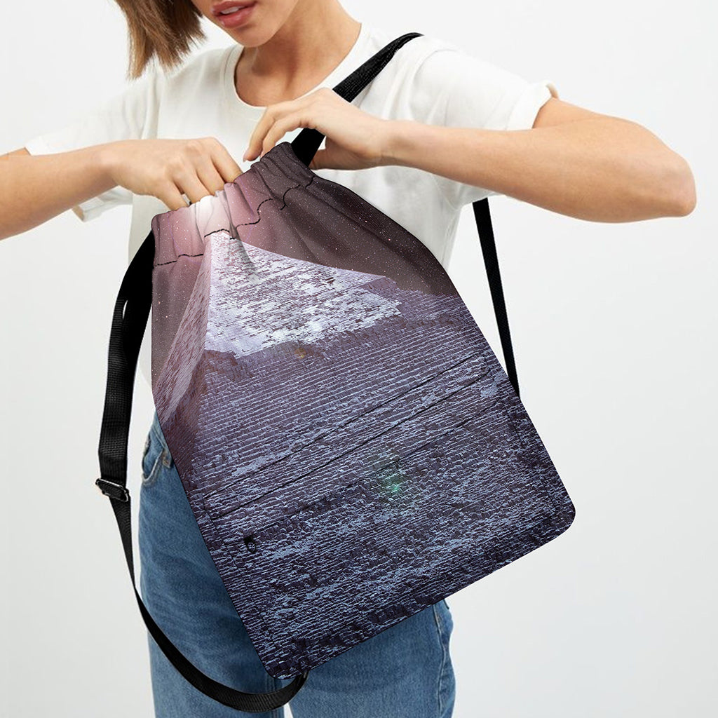 Giza Pyramid Print Drawstring Backpack