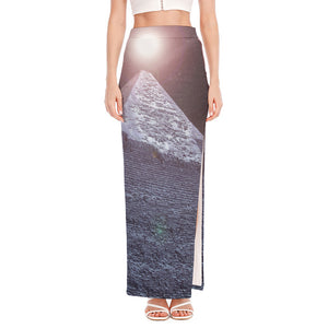 Giza Pyramid Print High Slit Maxi Skirt