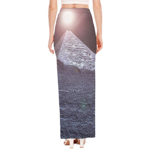 Giza Pyramid Print High Slit Maxi Skirt