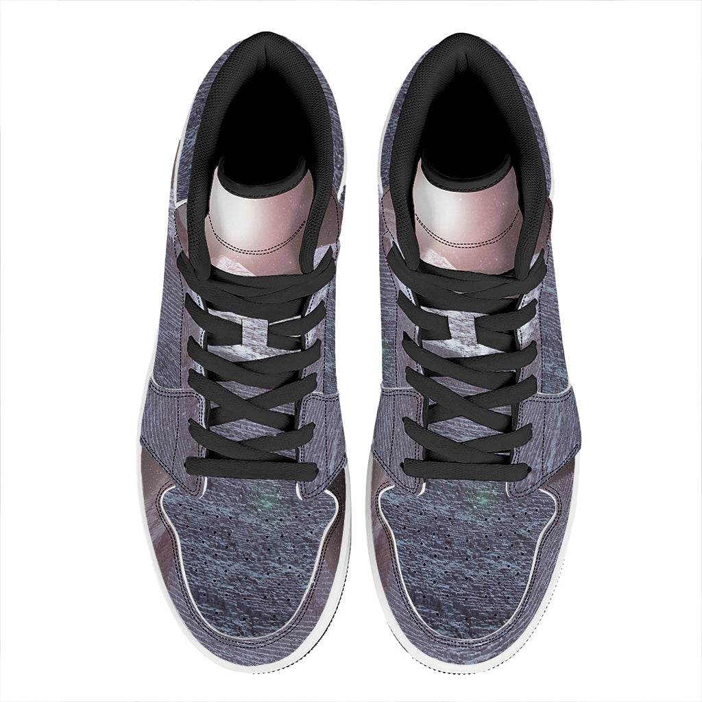 Giza Pyramid Print High Top Leather Sneakers