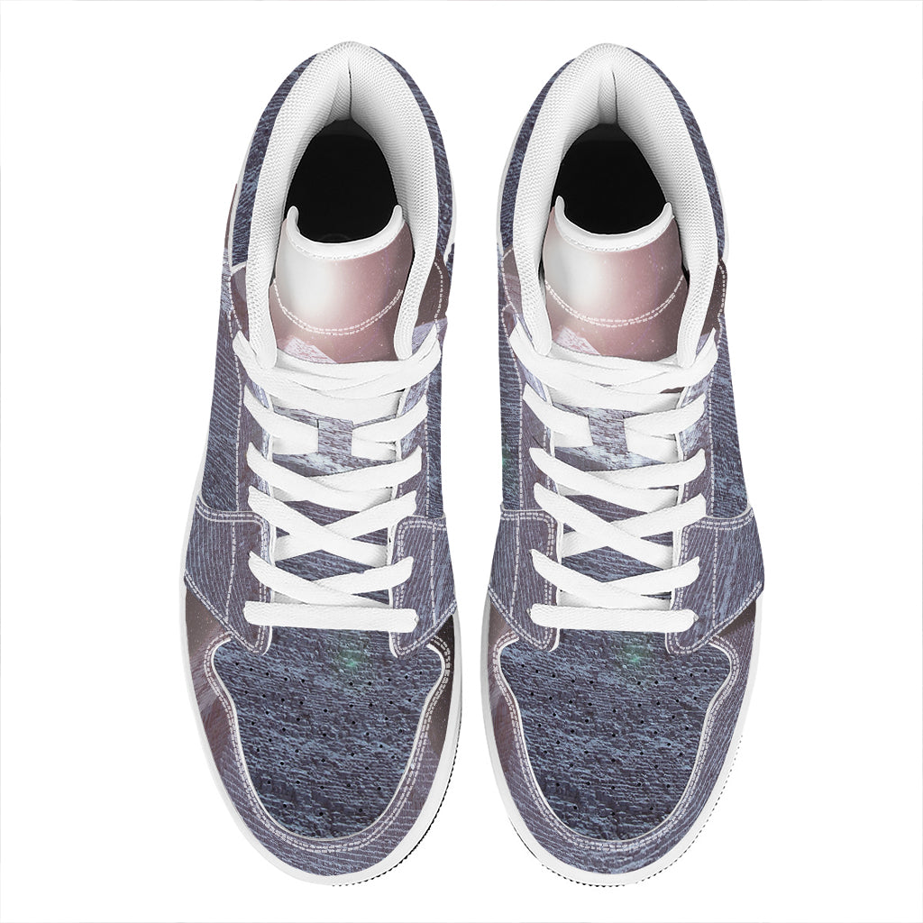 Giza Pyramid Print High Top Leather Sneakers