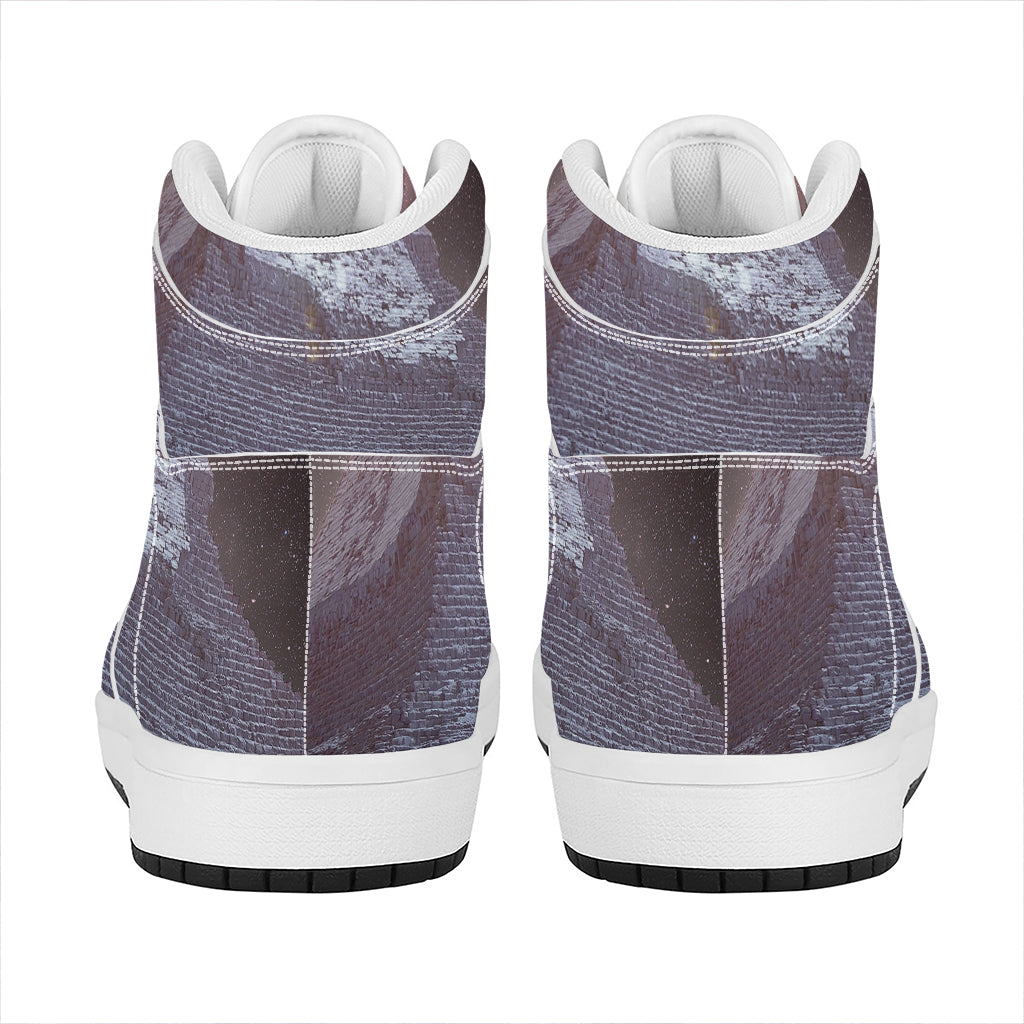 Giza Pyramid Print High Top Leather Sneakers